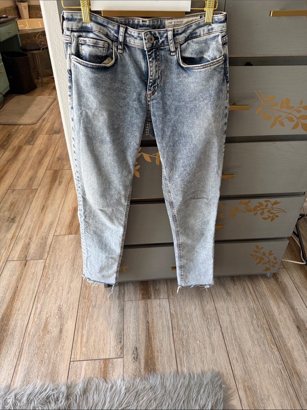 rag & bone Acid Wash Light Blue Cropped Ankle Jeans